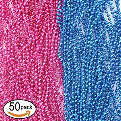 SOTOGO 50 Pcs Baby Gender Reveal Beads For Baby Shower Announcement Party 4mm Round 30 Inch