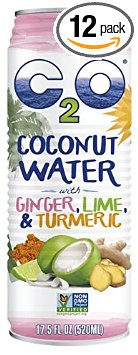 C2O Pure Coconut Water with Ginger, Lime and Turmeric, 17.5 Fluid Ounce (Pack of 12)
