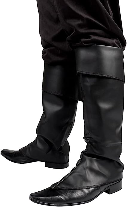 Boland 81996 Pirate Musketeer Synthetic Leather Boot Tops Black