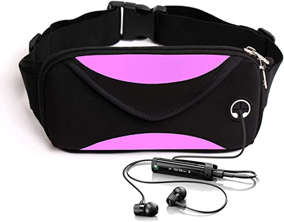Running Fanny Pack, Small Waist Pack, Slim Waist Bag with Phone Holder for Men and Women, Suitable for Walking Hiking Workout Traveling Cycling, Fit for All Cell Phones, Black&Purple