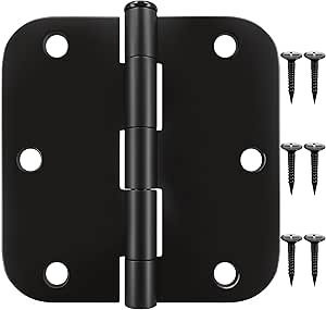 Utopia Home 18 Pack Matte Black Door Hinges 3.5 Inch Rounded, Interior Door Hinges Black Matte with 5/8" Radius Edges, 3 ½ x 3 ½ inch Hardware Door Hinges for Both Interior and Exterior Doors