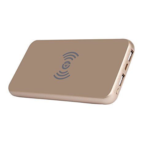 Fast Wireless Charger Power Bank 8000mAh Battery Pack Qi Wireless Charging Pad for Samsung Galaxy Note 8,S8 Plus ,S8,S7 Edge,iPhone 8/8Plus,iPhone X and Other Qi-Enabled Devices(Gold)