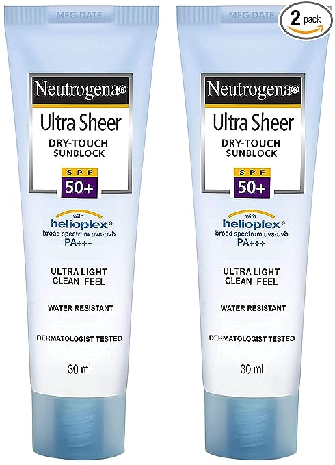 Neutrogena Ultra sheer Sunscreen, SPF 50 , Ultra light, for oily and dry skin, 30ml (Pack of 2)