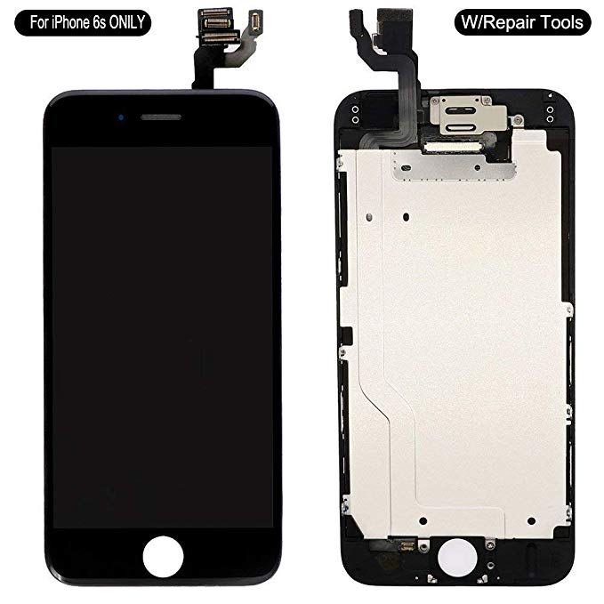 Screen Replacement Compatible iPhone 6s 4.7'' (Black), LCD Display & Touch Screen Digitizer Replacement   Front Camera, Earpiece Pre-Assembled  Free Repair Tools