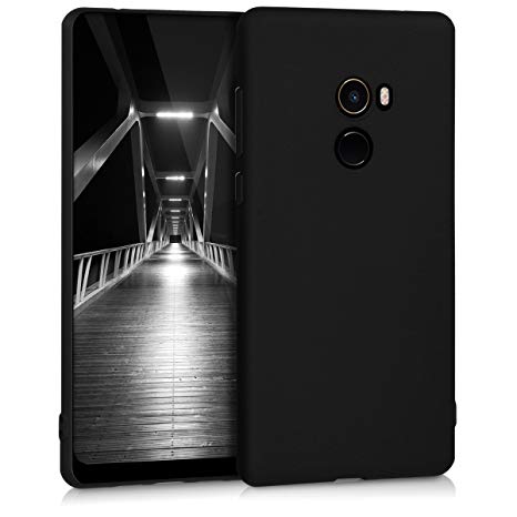 kwmobile TPU Silicone Case for Xiaomi Mi Mix 2 - Soft Flexible Shock Absorbent Protective Phone Cover - Black Matte