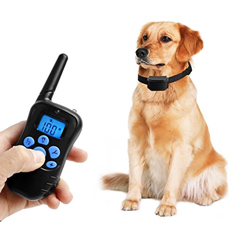 Dog Training Collar,Rechargeable Dog Shock Collar w/ 4 Training Modes,Beep,Vibration,Static Shock and Light,300M/1000Ft Remote Range,0~100 Shock Levels Dog Training Set