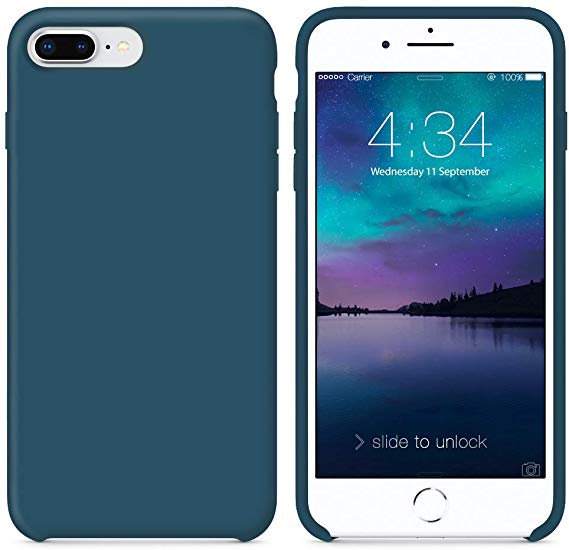 SURPHY iPhone 8 Plus Case, iPhone 7 Plus Case, Liquid Silicone Gel Rubber iPhone 7 Plus Shockproof Case with Soft Microfiber Cloth Lining Cushion 5.5 inches (Space Blue)