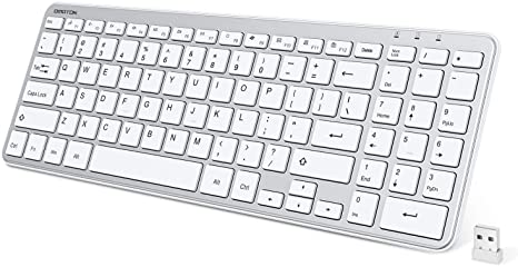 OMOTON 2.4G Wireless Keyboard Ultra Slim Keyboard with USB Receiver for Computer/Desktop/PC/Laptop/Surface/Smart TV and Windows 10/8/7, Silver