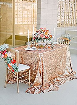 B-COOL 50"x80" Sequin Tablecloth and Event tablecloth for wedding/Party/Photography/Birthday/Christmas/Prom Rose Gold sequin tablecloth