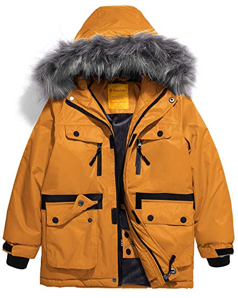 Wantdo Boys Waterproof Ski Jacket Parka Outdoor Jacket Windproof Warm Winter Coat