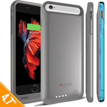 iPhone 6S Battery Case, iPhone 6 Battery Case, Alpatronix® [BX140] MFi Apple Certified 3100mAh External iPhone 6S/6 Battery Case Removable Rechargeable Protective iPhone 6s/6 Charging Case [Ultra Slim Portable iPhone6 Charger Case / Full Support with iOS 9+ & Apple Pay / iPhone6s Extended Battery Case / Lightning Connector Output / No Signal Reduction / Fits all colors for iPhone6S for Juice Bank & Power Pack] 100% Satisfaction Guaranteed! - (Space Gray with 1 Extra Blue Bumper)