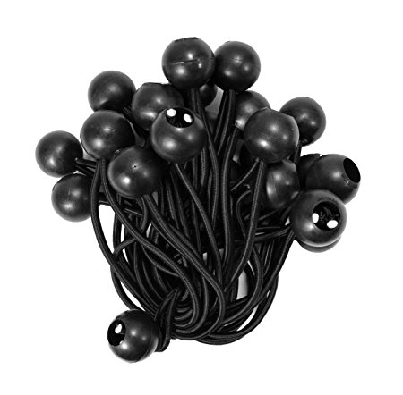 100 piece | Black 6 inch Long Ball Bungee Cords by Long Tail Industry
