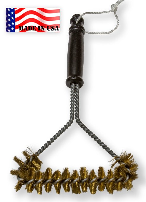 BEST BBQ Grill Brush 12 - 100 MADE IN USA -Heavy Duty BBQ Tool- BRASS extra wide two levels of bristles are soft safe for all Porcelain Enamel grates- Compare to imported Weber Grill Brush- Large 7 inch wide - BEST seller brush for your Weber or Char-Broil Grill Charcoal Gas Electric Infrared outdoor BBQ-Grills Our ONE Year Guarantee-purchase Risk FREE-Look no further you have found the best BBQ Cleaning Brush to last for years