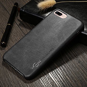 iPhone 7 Plus Case [Vintage Series], VIFLYKOO Premium PU Leather Slim Fit Lightweight Soft Back Cover Phone Case for iPhone 7 Plus Phone (Black)