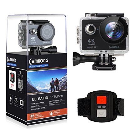 CAMKONG 4K Sport Action Camera Ultra HD Camcorder 12MP WiFi Waterproof Camera 170 Degree Wide View Angle 2 Inch LCD Screen W/ 2.4G Remote Control/2 Rechargeable Batteries/19 Accessories Kits
