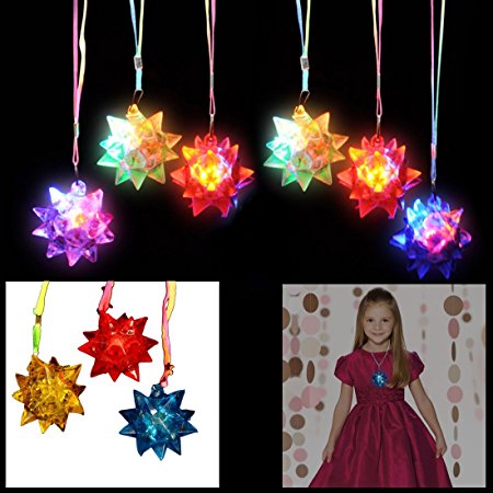 Dazzling Toys LED Blinking Crystal Star Necklace Glow Toy Flash Lights Set of 24