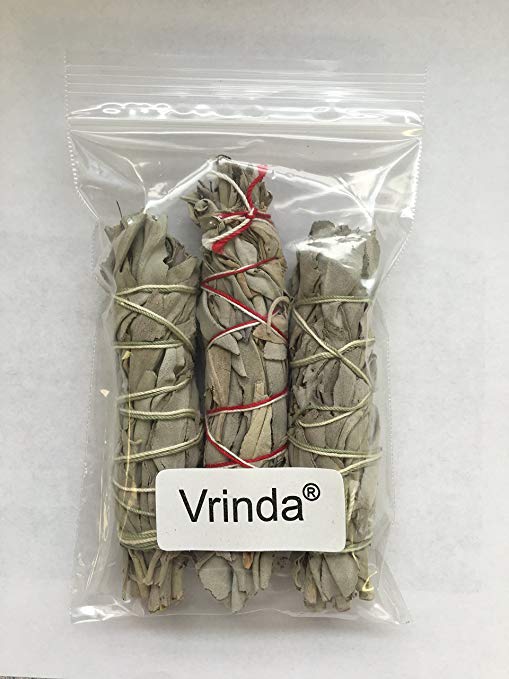 Vrinda Californian White Sage 4 inch Smudge Sticks- pack of 3