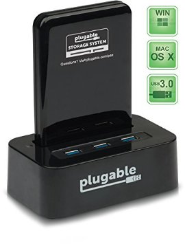 Plugable® Storage System 2.5" SATA III Hard Drive Docking Station with Built-in 3-Port USB 3.0 SuperSpeed Hub (ASMedia ASM1053E SATA III to USB Chipset, UASP and 6TB  Drive Support, VIA VL812 B2 Hub Chipset with Latest v9091 Firmware. Windows, Mac OS X, and Linux support. Full USB 2.0 backwards compatibility.)