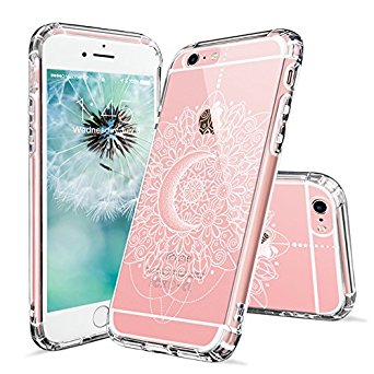 iPhone 6s Case, iPhone 6 Clear Case, MOSNOVO White Moon Henna Mandala Lace Pattern Printed Clear Design Transparent Plastic Back Case with Soft TPU Bumper Cover for Apple iPhone 6 6s (4.7 Inch)