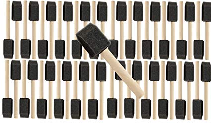 1" Wooden Handle Poly Foam Brushes 48 PC Set All 1". Great for Crafts, Touch ups, Art, Paints, Stains, ((1PK) 1" Wooden Handle Poly Foam Brushes 48 PC Set)