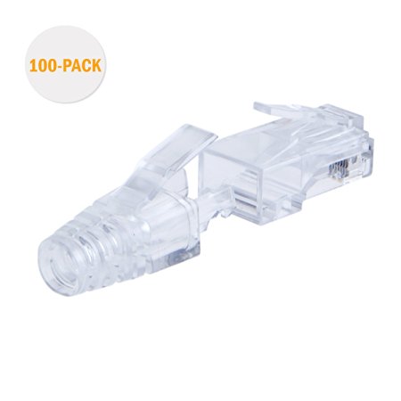 CableCreation 100-PACK Cat 6a RJ45 Plug with hood Connector, Transparent