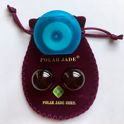 Kegel Exercisers Set of 2, Made of Obsidian Gemstone, Drilled, with Unwaxed String, for Tightening Pelvic Floor Muscles to Reduce Urinary Incontinence, by Polar Jade (Medium (25mm, 1.0"))
