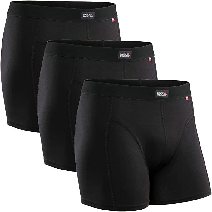 DANISH ENDURANCE Calzoncillos Bóxers de Algodón para Hombre, Ropa Interior, Elásticos, Ultrasuaves, Comodidad Superior, Corte Clásico, Ajustados, Negro, Gris, Azul Marino, Multipack, Pack de 3