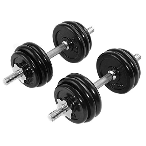 Giantex 66 LB Weight Dumbbell Set Adjustable Cap Gym Barbell Iron Plates Body Workout