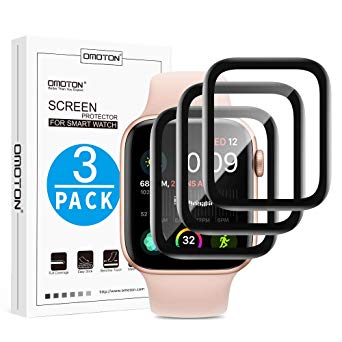 [3 Pack] OMOTON for Apple Watch Series 5/4 44mm Screen Protector- Max Protection/Anti Scratch/High Definition Screen Protector for iWatch Series 5/4 44mm