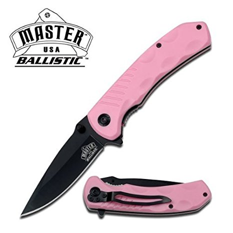 Master USA MU-A002 Series Spring Assisted Folding Knife, Black Straight Edge Blade, ABS Handle, 4-1/2-Inch Closed