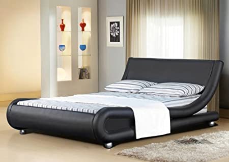 Comfy Living 5FT Italian Designer Faux Leather King Size Mallorca Bed Frame in BLACK