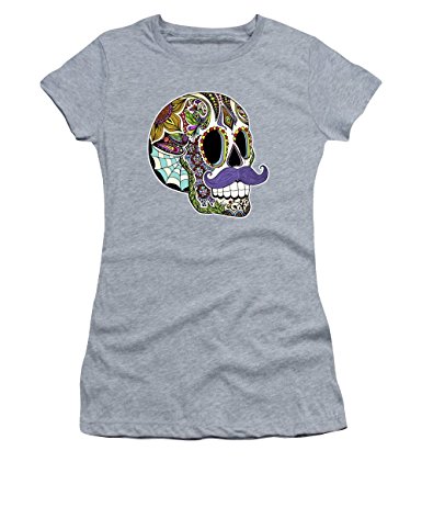 Pixels Women's T-Shirt featuring "Mustache Sugar Skull"