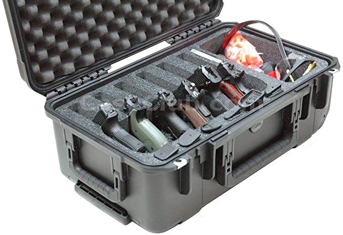Case Club Waterproof 6 Pistol Case with Accessory Pocket & Silica Gel