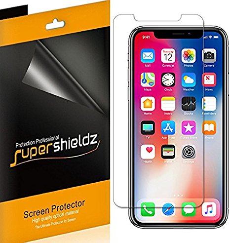 [6-Pack] Supershieldz for Apple iPhone X Screen Protector, High Definition Clear Shield   Lifetime Replacements Warranty