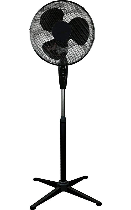 HIGH LIVING ® Electric 16" Oscillating Extendable Free Standing Pedestal Cooling Fan (Black)