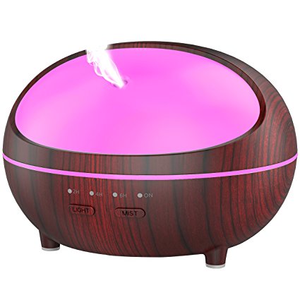 Essential Oil Diffuser 300ml Wood Grain Aromatherapy Diffuser Portable Aroma Diffuser Ultrasonic Cool Mist Humidifier with Timer Setting 7 LED Lights Waterless Auto Shut-off for Baby Home Spa Nursing