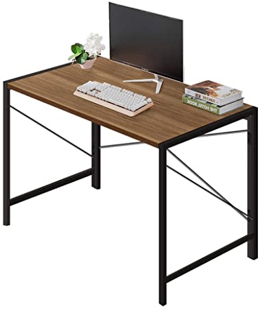AZ L1 life Concept Writing Computer Desk Modern Simple Study Desk Industrial Style Folding Laptop Table for Home Office Notebook Desk Dark Brown and Black Frame 39.4 Inch