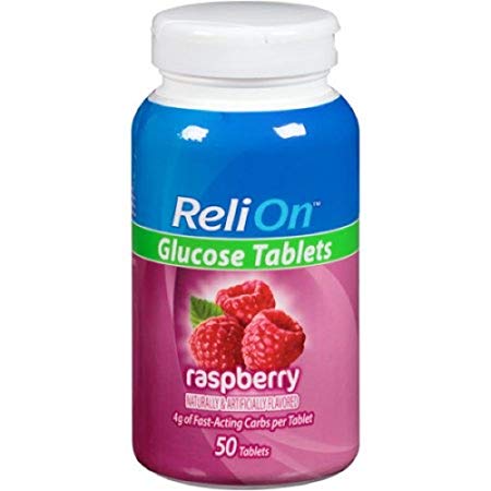 Relion Glucose Tablets - Rasberry Flavor - 50 counts