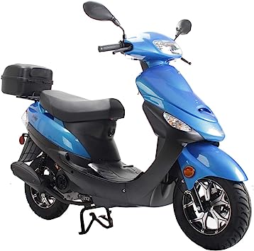 X-PRO Maui 50cc Moped Gas Moped Motorcycle 50cc Adult Aluminum Wheels (Blue)