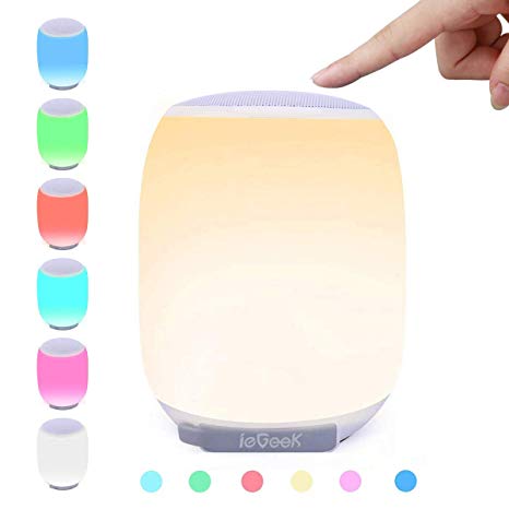 LED Bluetooth Speaker, ieGeek Portable Wireless Speaker Night Light w/ 6000mAh Power Bank, Color Changing Bedside Lamp Table Lamp Smart Touch Mood Lamp MP3 Player Waterproof for Party/Bedroom/Outdoor