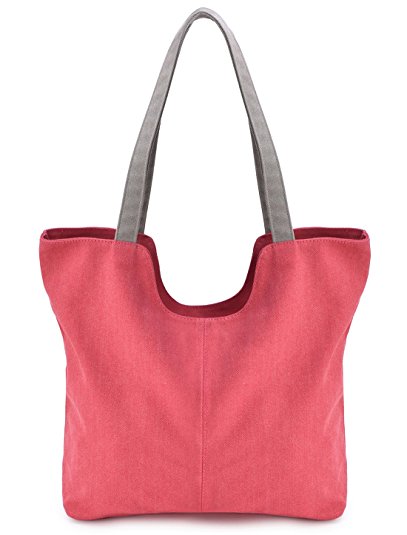 GRM Tote Bags for Women, Canvas Shoulder Tote Bag Purse Casual Handbags for Travel Work School Shopping, Red