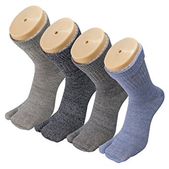 HONOW Tabi Socks, Split Toe Flip Flop Socks High Crew for Men and Women Cotton Pack of 4