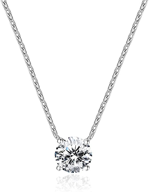 Necklaces for Women,White Gold Plated Crystal Pendant Necklace Gift Jewelry for Women,18" 2"