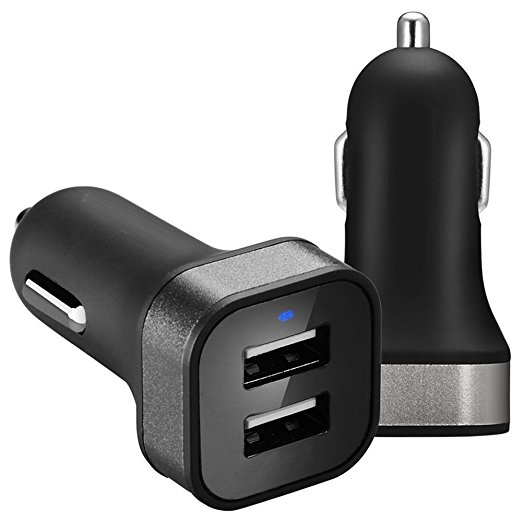 ULTRICS® Dual USB Car Charger, Electric Cigarette In Car Charger for iPhone 5 / 5S / 6 / 6S / 7 Plus and Samsung Galaxy S8 Edge Plus Note 5 4 S5 Tab S, LG G4, HTC One M9, Nexus 5X 6P 5, iPads Portable