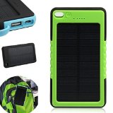 Braudel 8000mAH 07W 5v Large Capacity Water Shock Dust Resistant Portable Rugged Solar Power Charger - Solar Panel Backup Power Bank Pack with Multifunctional Dual USB PortFlash Torch Light Green