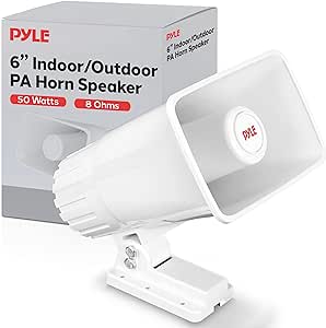 Pyle Indoor / Outdoor PA Horn Speaker - 6” Portable PA Speaker With 8 Ohms Impedance & 50 Watts Peak Power - Mounting Bracket & Hardware Included - Pyle PHSP4 White