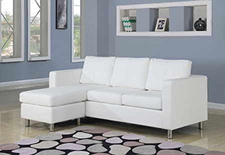 ACME 15068 Kemen Reversible Chaise Sectional with White Bycast PU