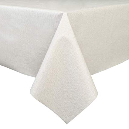 LEEVAN Heavy Weight Vinyl Rectangle Table Cover Wipe Clean PVC Tablecloth Oil-Proof/Waterproof Stain-Resistant-54 x 72 Inch (Natural Color)