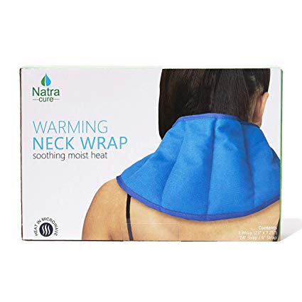 NatraCure Warming Neck Wrap (w/Silica Beads) – Microwaveable Moist Hot Pack and Heated Pain Relief Pad for Neck, Shoulders, and Back