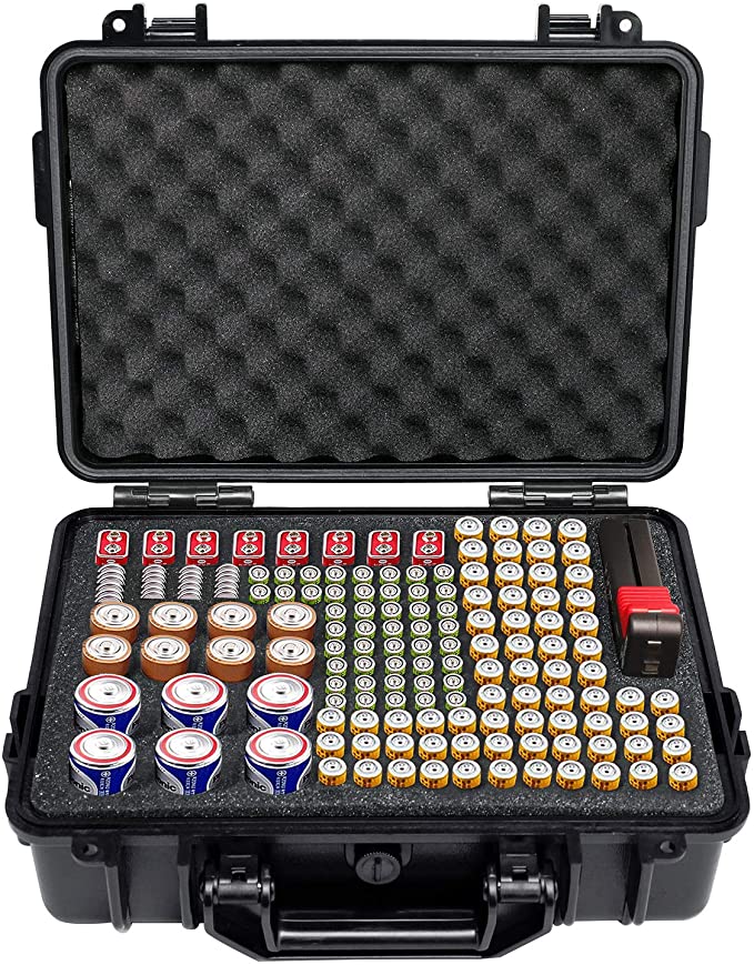 SHBC Battery Organizer Storage Box with Battery Tester Case Bag Holder fits for 144